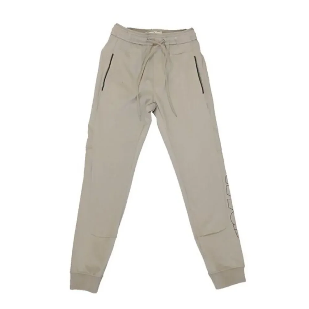 Pull & Bear Mens Beige Jogger Sweatpants Tapered‎ Drawstring SizeXS Zip Pocket